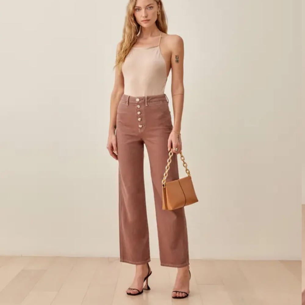 Reformation Lexi High Rise Pants in Rye. size 28
